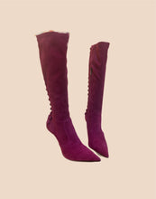 Load image into Gallery viewer, RARE: Le Silla Fuschia Suede Knee High Stiletto Boots orig price $1350.00