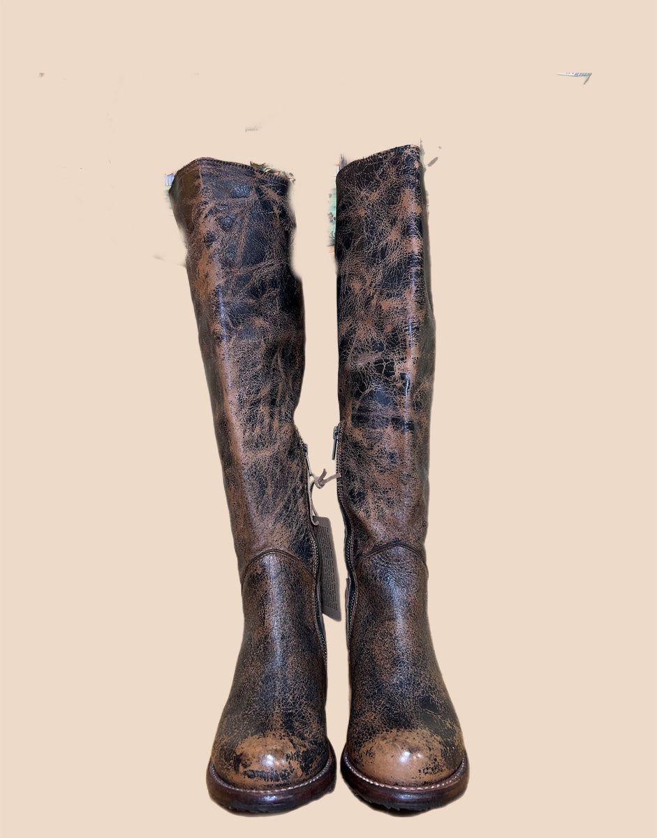 Bed Stu Cobbler Series Black and Brown Crackle Distressed Boot Size 7 ...