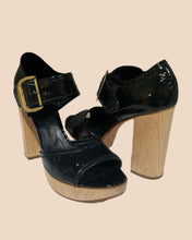 Load image into Gallery viewer, Chloe Leather Platform Wooden Sandals