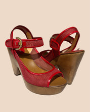 Load image into Gallery viewer, Sergio Rossi Red Sandal Heels