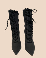 Load image into Gallery viewer, Yeezy Season 7 Black Canvas Lace Up Boots Size 37