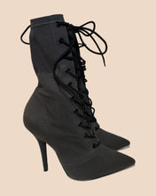 Load image into Gallery viewer, Yeezy Season 7 Black Canvas Lace Up Boots Size 37