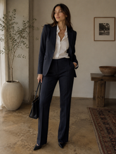 Load image into Gallery viewer, Costume National Silk Women's Navy Blue Suit (Pants and Jacket) Size IT 42