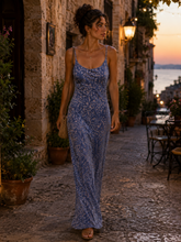 Load image into Gallery viewer, Vintage Burnout Velvet Gray Floral Maxi Dress Size US 6/ IT 42
