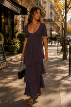 Load image into Gallery viewer, Vintage Morgan Le Fay Plum Brown Tiered Dress Size US 4/ IT 40
