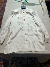 Load image into Gallery viewer, Mariella Burani Embroidered 100% Silk satin Blouse Size US 8/ IT 42