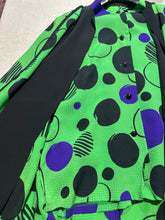 Load image into Gallery viewer, Vintage 100% silk Bright Green Polka Dot Top and Jacket Size L/ XL