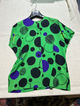 Load image into Gallery viewer, Vintage 100% silk Bright Green Polka Dot Top and Jacket Size L/ XL