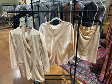 Load image into Gallery viewer, Vintage Apricot Silk linen Matching Set: Blazer, Shirt and Skirt Combo Shirts Size IT 42