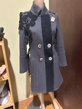 Load image into Gallery viewer, Delphyne Guiraud Lace Detail Dramatic Gray Coat Dress Size EU 38/ IT 42/ US 6