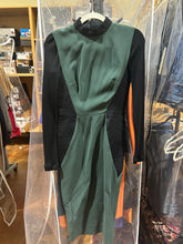 Load image into Gallery viewer, Victoria Beckham Collection Black and Green Mock Neck Long Sleeve Dress Size 6