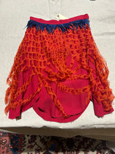 Load image into Gallery viewer, Trashie! Blue Feather Distressed Red Skirt Size 6