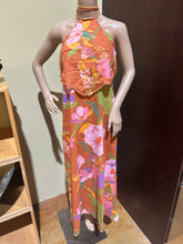 Load image into Gallery viewer, Caroline Constas Orange Floral Halter Neck with Beaded String Size M