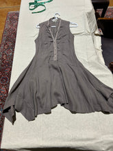 Load image into Gallery viewer, Vintage Flare Skater Gray Dress Rouched Top with Zipper Size S