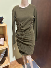 Load image into Gallery viewer, Carven Rouched Dark Green Knee Length Dress Size 6