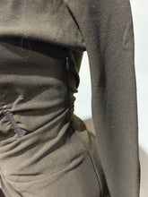 Load image into Gallery viewer, Carven Rouched Dark Green Knee Length Dress Size 6
