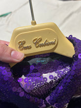 Load image into Gallery viewer, Trashie! Vintage Purple Sequin Button Up Party Top/ Shirt Size S