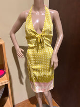 Load image into Gallery viewer, Roberto Cavalli Yellow and White Polka Dot Halter Dress 100% silk Stretch Size US 6/ UK 10/ IT 42