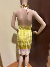 Load image into Gallery viewer, Roberto Cavalli Yellow and White Polka Dot Halter Dress 100% silk Stretch Size US 6/ UK 10/ IT 42