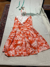 Load image into Gallery viewer, Christian Dior Orange Beach Print Drop Waist Halter Dress IT 46/ US 10
