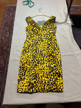 Load image into Gallery viewer, Versace Bright Yellow 100% Silk Spotted Sheath Dress Size US 8/ IT 44