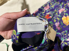 Load image into Gallery viewer, Mary Katranzou 100% Silk Purple Floral Patterned Sheath Dress Size US 10/ IT 46/ UK 14