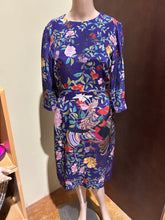 Load image into Gallery viewer, Mary Katranzou 100% Silk Purple Floral Patterned Sheath Dress Size US 10/ IT 46/ UK 14