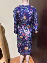 Load image into Gallery viewer, Mary Katranzou 100% Silk Purple Floral Patterned Sheath Dress Size US 10/ IT 46/ UK 14