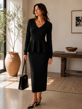 Load image into Gallery viewer, Vintage Black Knit Set (Skirt and Top) Size S

