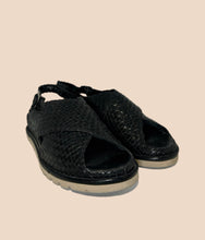 Load image into Gallery viewer, Pons Quintana Woven Black Leather Sandal Size 39
