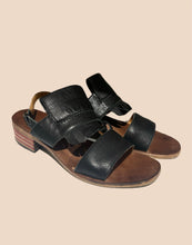 Load image into Gallery viewer, Vintage Italian Leather Sandals with Wooden Heel Size IT 39
