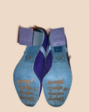 Load image into Gallery viewer, John Fluevog Blue Suede "Joanne" Mary Jane Pumps Size 7.5
