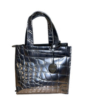 Load image into Gallery viewer, Furla Faux Crocodile Silver/ Chrome Hand Bag
