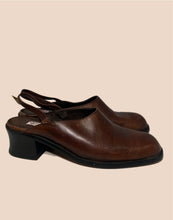 Load image into Gallery viewer, Guess Brown Leather Clogs Size 7.5
