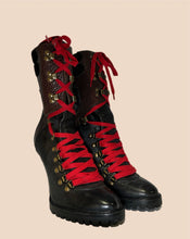 Load image into Gallery viewer, Dolce &amp; Gabbana Red Lace Leather Stilettos Size 37.5
