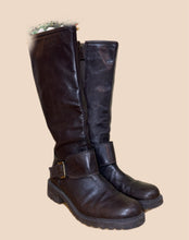 Load image into Gallery viewer, Knee High Brown Leather Moto Boots Size 39
