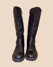 Load image into Gallery viewer, Knee High Brown Leather Moto Boots Size 39
