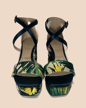 Load image into Gallery viewer, Stuart Weitzman Green Jungle Floral Platform Sandals Size 7
