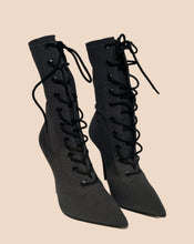 Load image into Gallery viewer, Yeezy Season 7 Black Canvas Lace Up Boots Size 37
