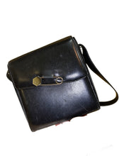 Load image into Gallery viewer, Vintage Sergio Rossi Black Leather Crossbody Bag with Safety Pin Decal
