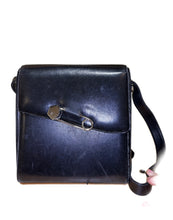 Load image into Gallery viewer, Vintage Sergio Rossi Black Leather Crossbody Bag with Safety Pin Decal
