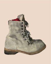 Load image into Gallery viewer, All Saints Distressed White Military Boots Size 37
