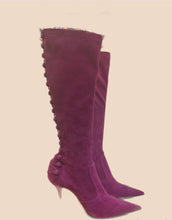Load image into Gallery viewer, RARE: Le Silla Fuschia Suede Knee High Stiletto Boots orig price $1350.00
