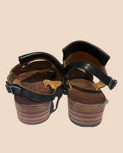 Load image into Gallery viewer, Vintage Italian Leather Sandals with Wooden Heel Size IT 39
