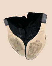 Load image into Gallery viewer, Stuart Weitzman Black Duvet Stud Wedge Booties Size 7
