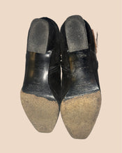 Load image into Gallery viewer, Prada Black Suede Silver Buckle Shoes Size 38.5
