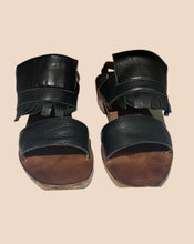 Load image into Gallery viewer, Vintage Italian Leather Sandals with Wooden Heel Size IT 39
