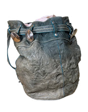 Load image into Gallery viewer, Hogan Slouch Boho Blue/ Teal Bucket Bag
