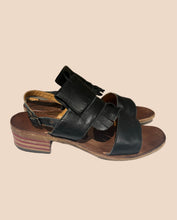 Load image into Gallery viewer, Vintage Italian Leather Sandals with Wooden Heel Size IT 39
