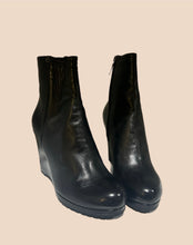 Load image into Gallery viewer, Prada Moto Wedge Bootie 37
